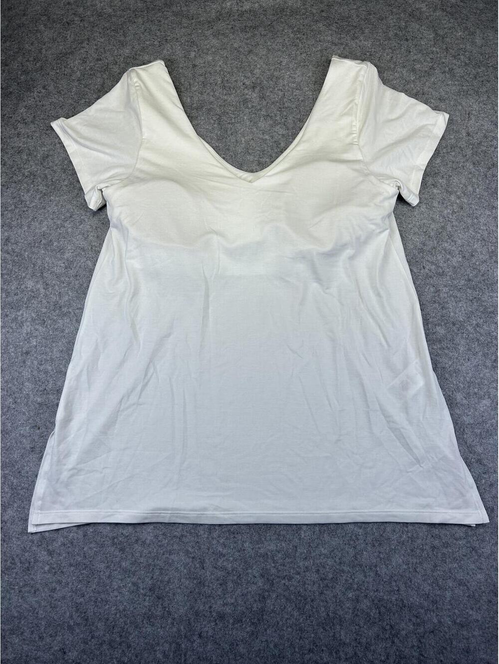 Athleta Shirt Top Essence Support Padded Shelf Bra Workout Size XL White